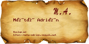Máté Adrián névjegykártya